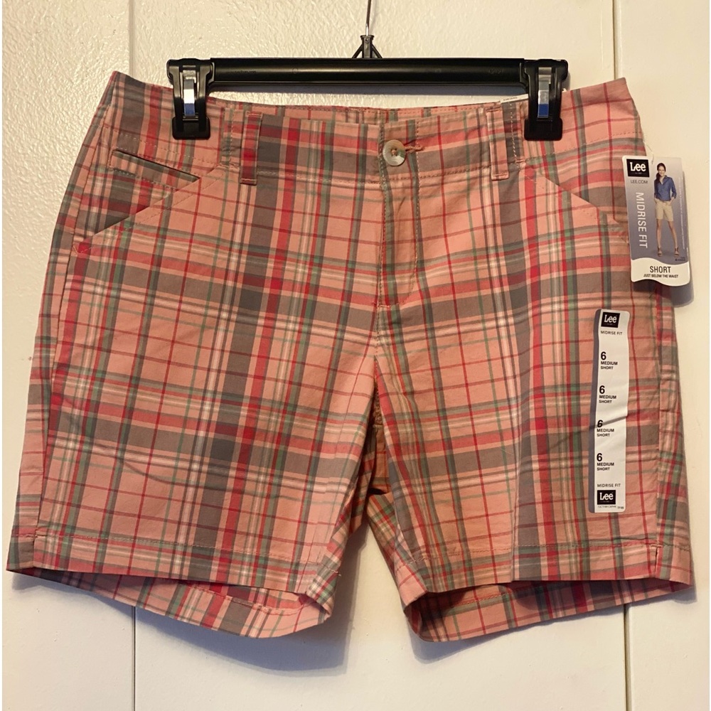 NWT Lee Midrise Pink Summit Plaid Shorts Size 6